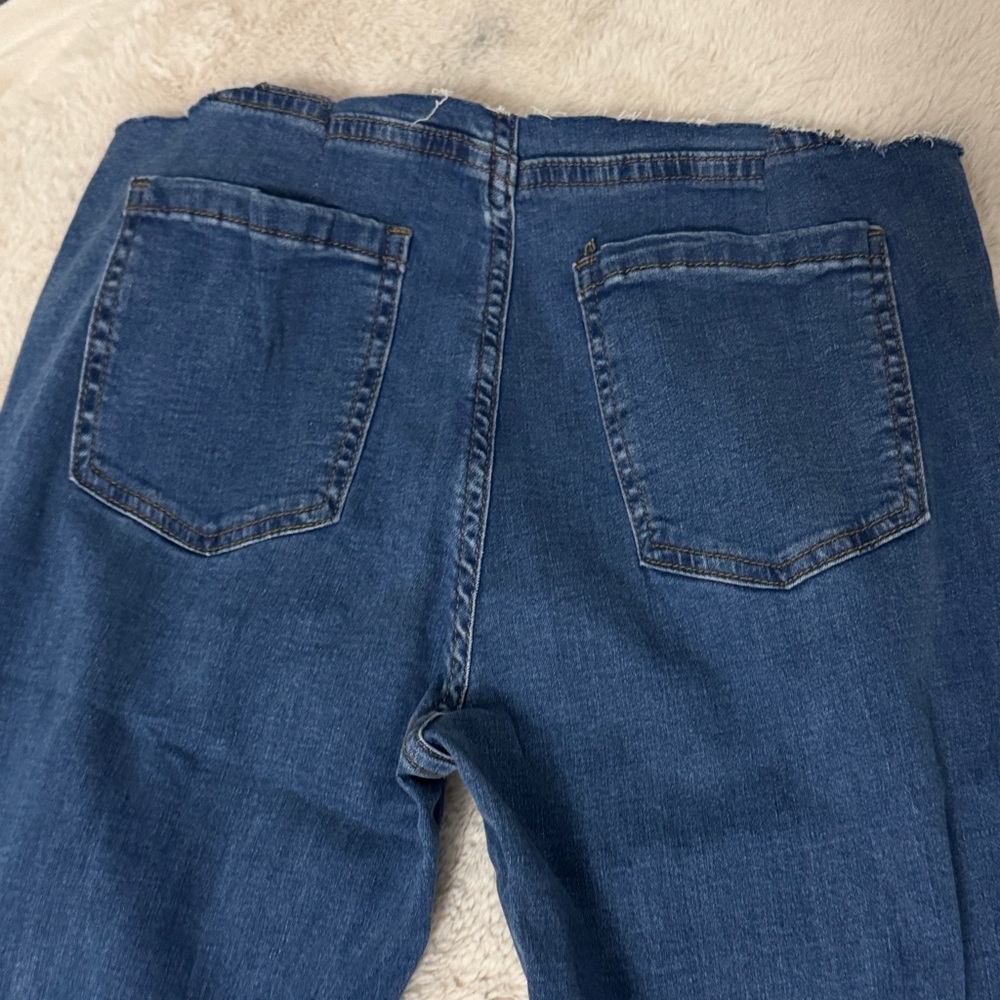 No Waistband Split Leg Flared Bellbottom Distressed Stretch Jeans - L - Picture 8 of 8